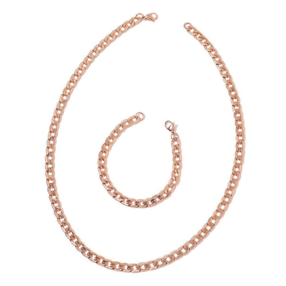 Necklace ION Plated RG and Bracelet Set